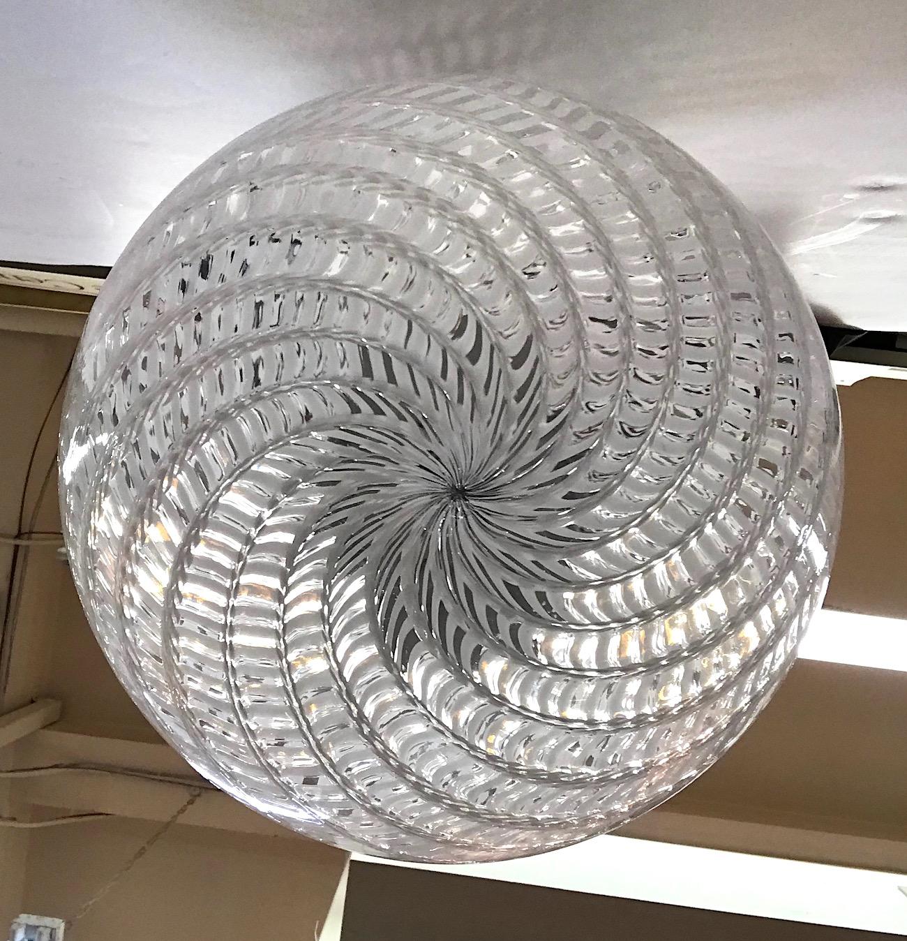 Blown Glass 1970s Murano Italy Glass Globe Pendant Light