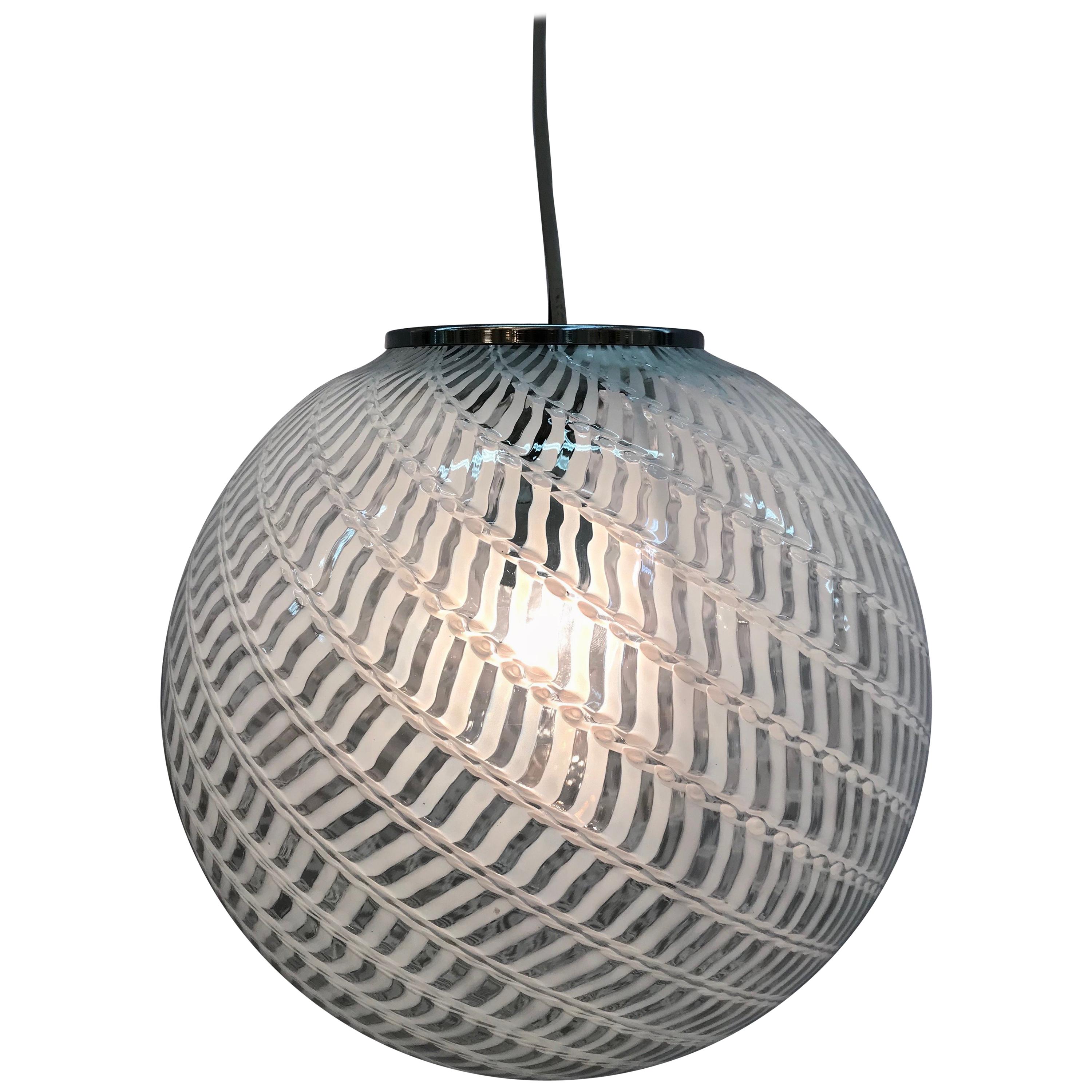 1970s Murano Italy Glass Globe Pendant Light