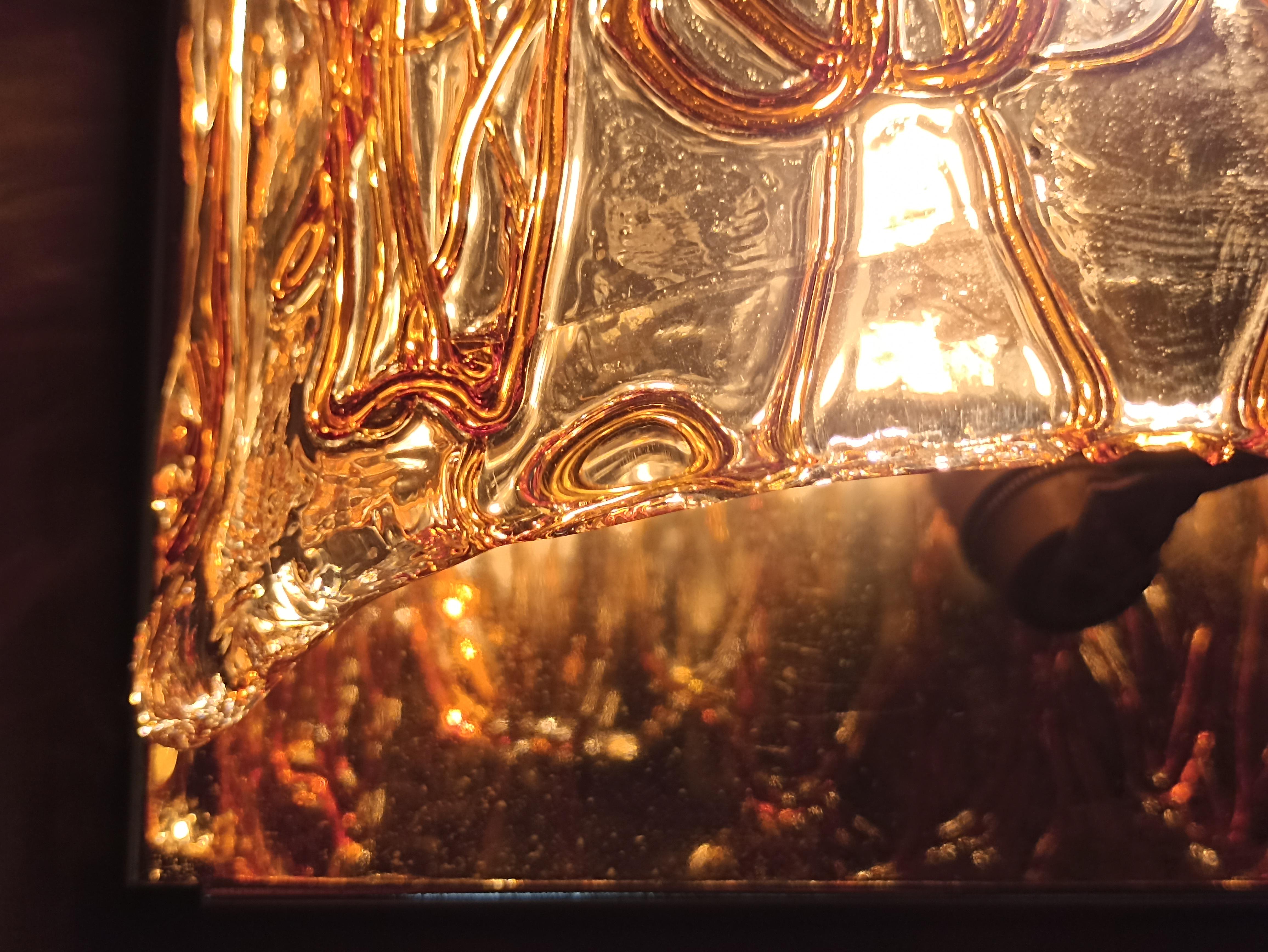 1970s Murano La Murrina art glass and gilded metal wall lamp. For Sale 8