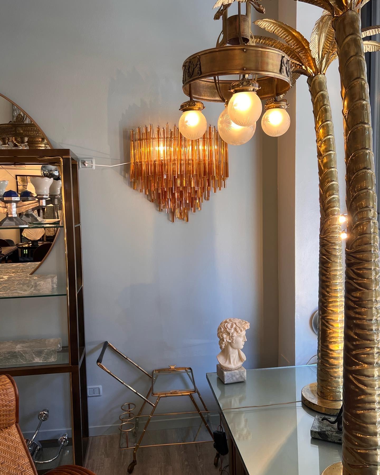 Moderno Sconcese da parete in vetro arancione di Murano degli anni '70 Due pezzi disponibili in vendita