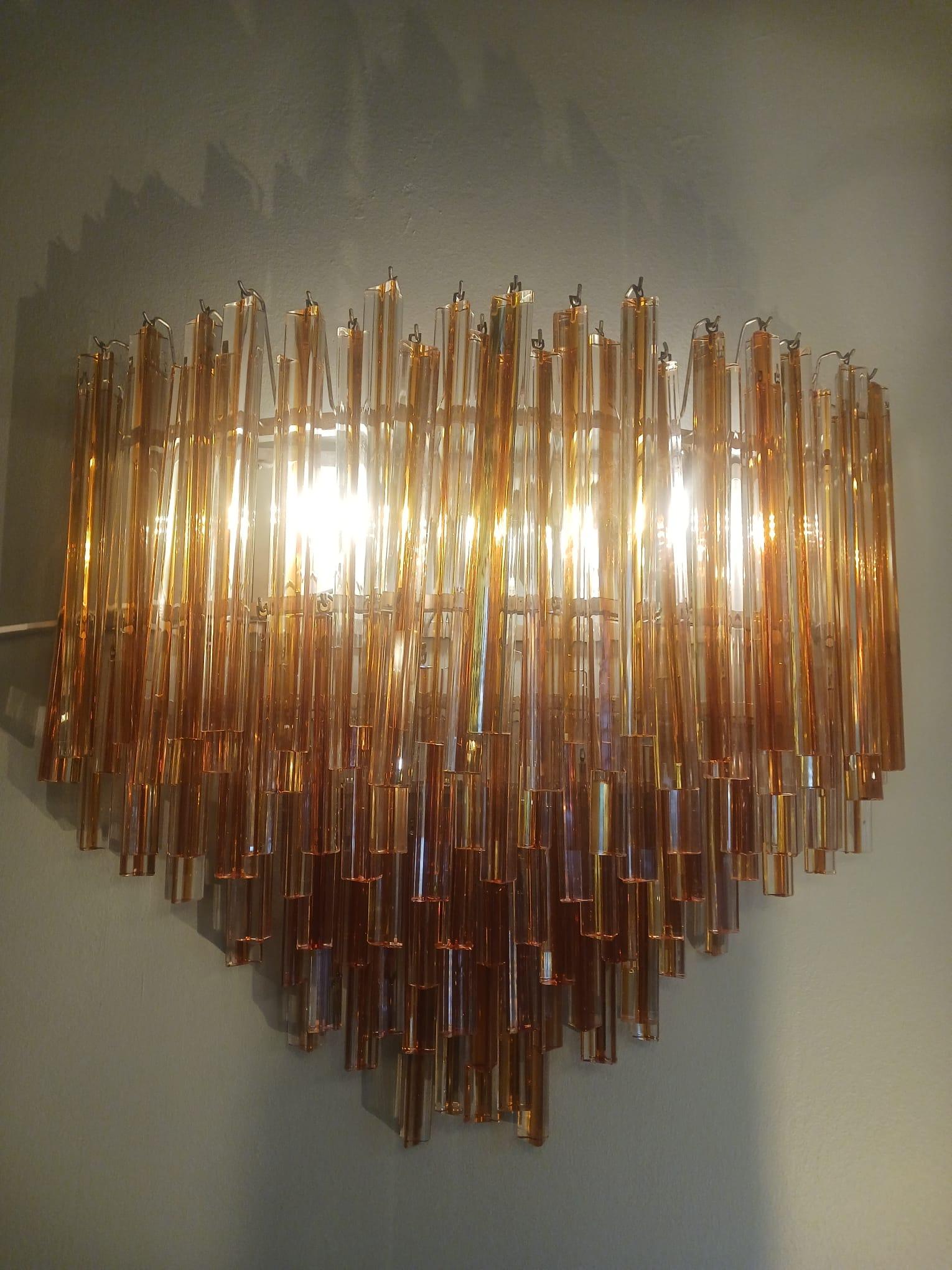 Sconcese da parete in vetro arancione di Murano degli anni '70 Due pezzi disponibili in vendita 1