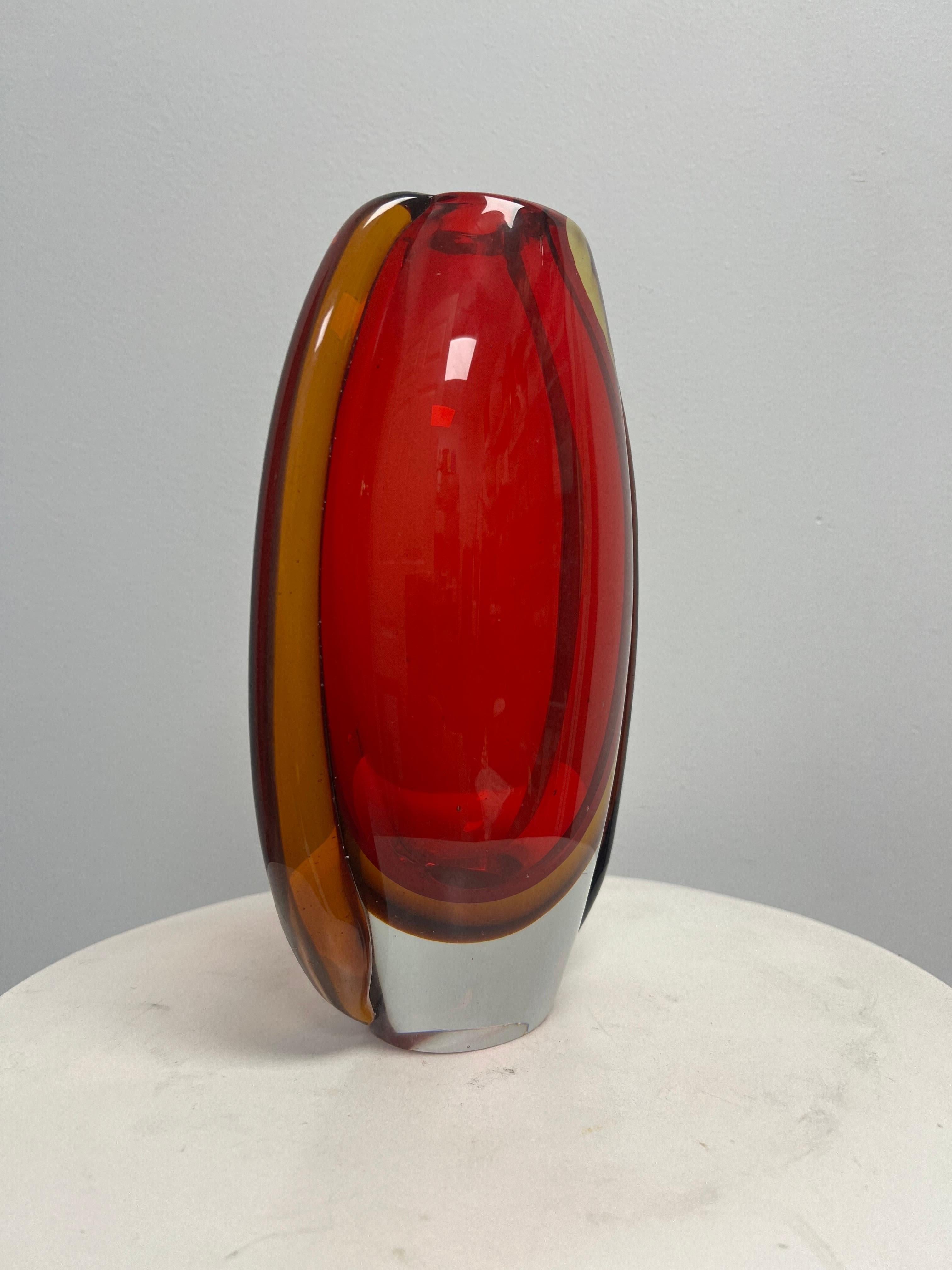 Bohémien Vaso Sommerso di Murano del 1970 in vendita