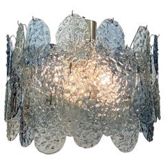 1970s Murano Torcello Blue Glass Disk Chandelier by Gino Vistosi