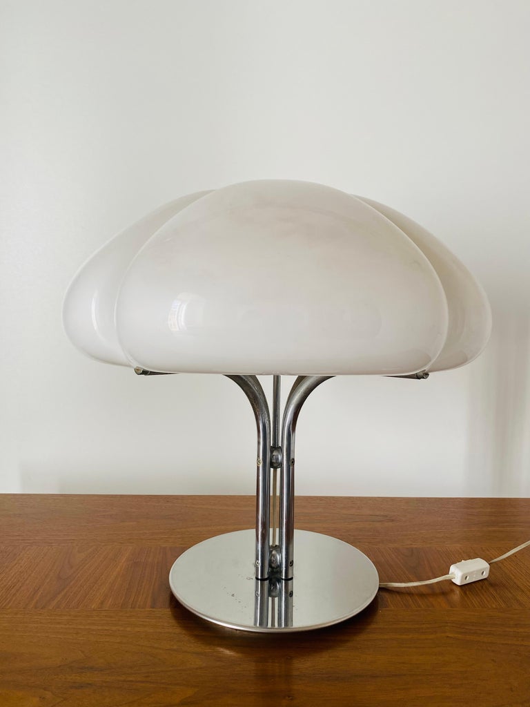 Chrome Vintage Table Lamp, Quadrifoglio model, Luigi Massoni for Guzzini, Italy 1970s