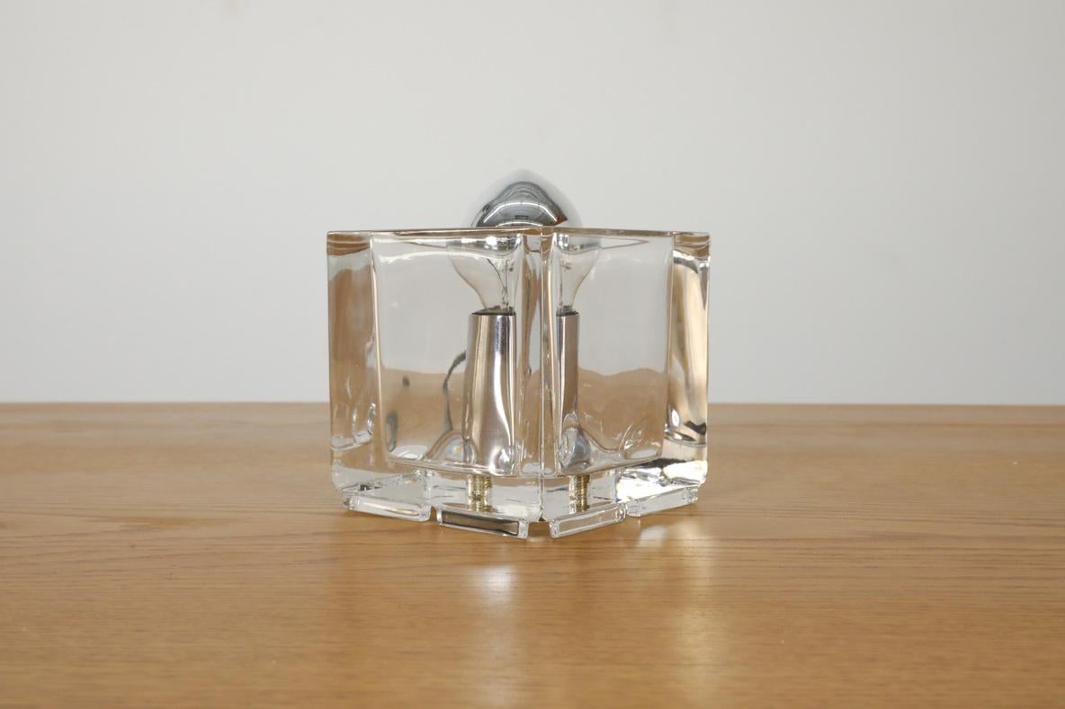 Late 20th Century 1970s Nachtmann Leuchten Glass Cube Table Light