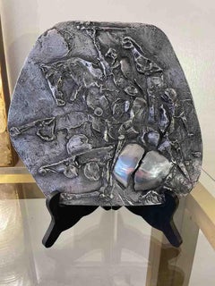 1970s Nag Arnoldi Silver-Plated Metal Plate, dimension 25 x H 24cm