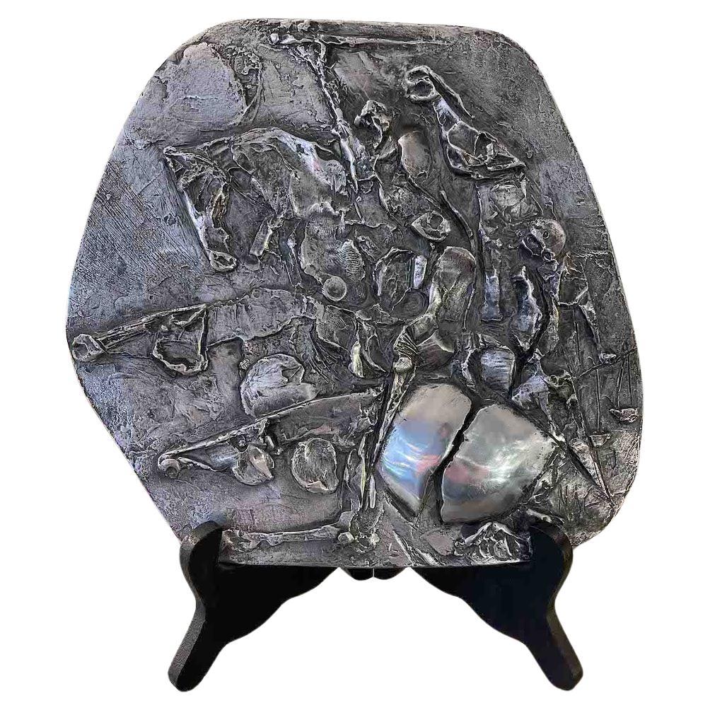 Piatto in metallo placcato argento Nag Arnoldi, anni '70, dimensioni 25 x H. 24 cm