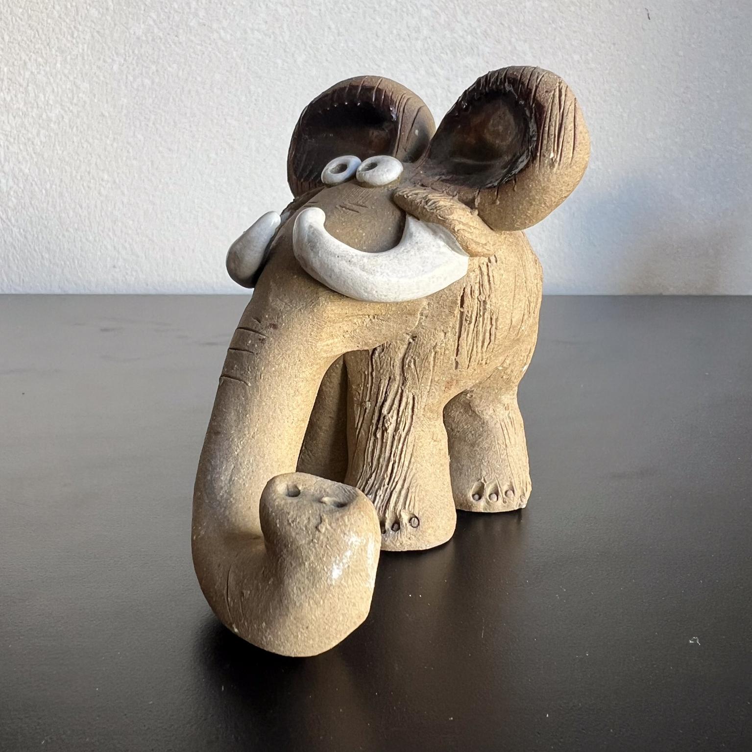 Mid-Century Modern 1970s Nancy Ecklund Elephant Figure Art Pottery