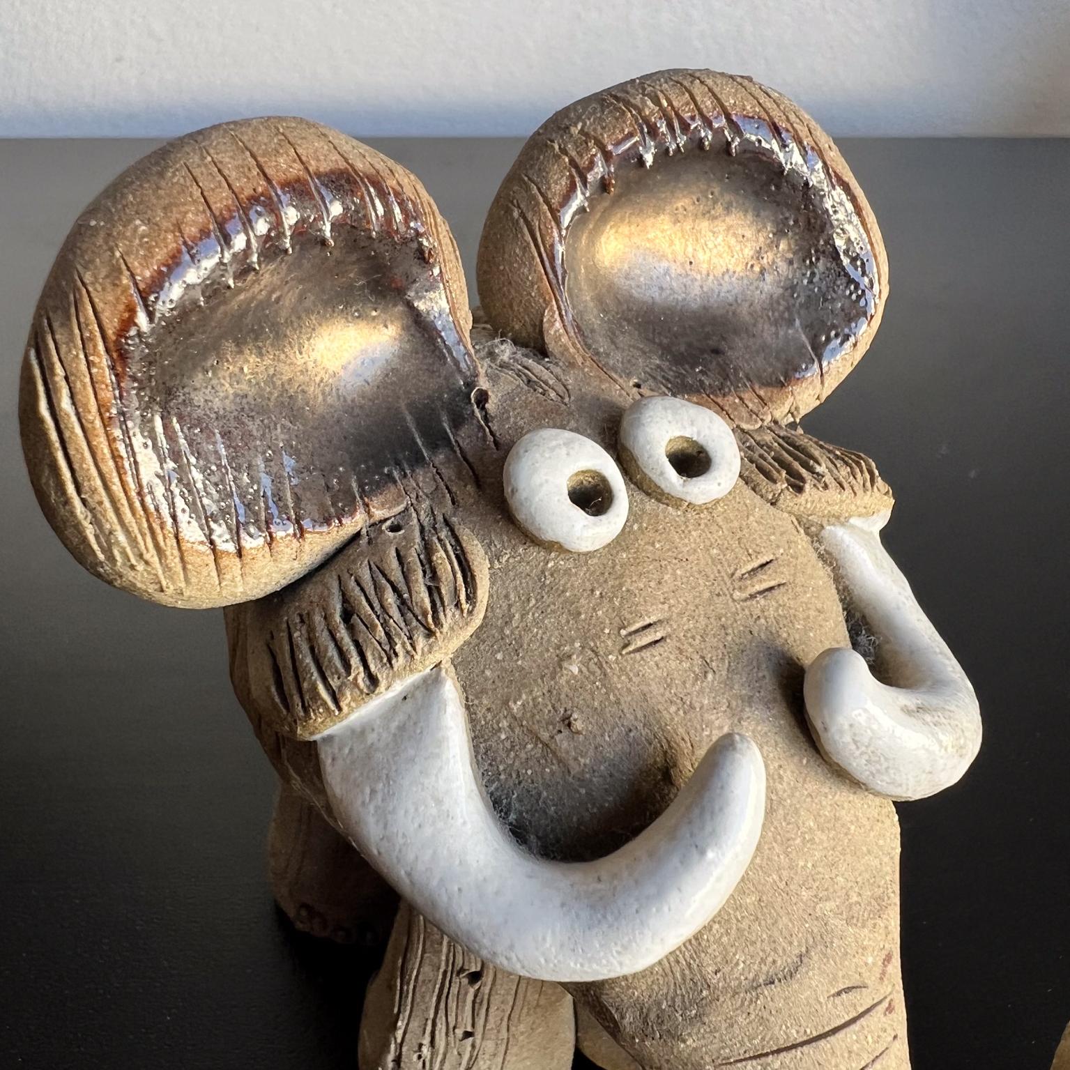 1970s Nancy Ecklund Elephant Figure Art Pottery 3