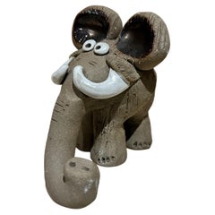 Vintage 1970s Nancy Ecklund Elephant Figure Art Pottery