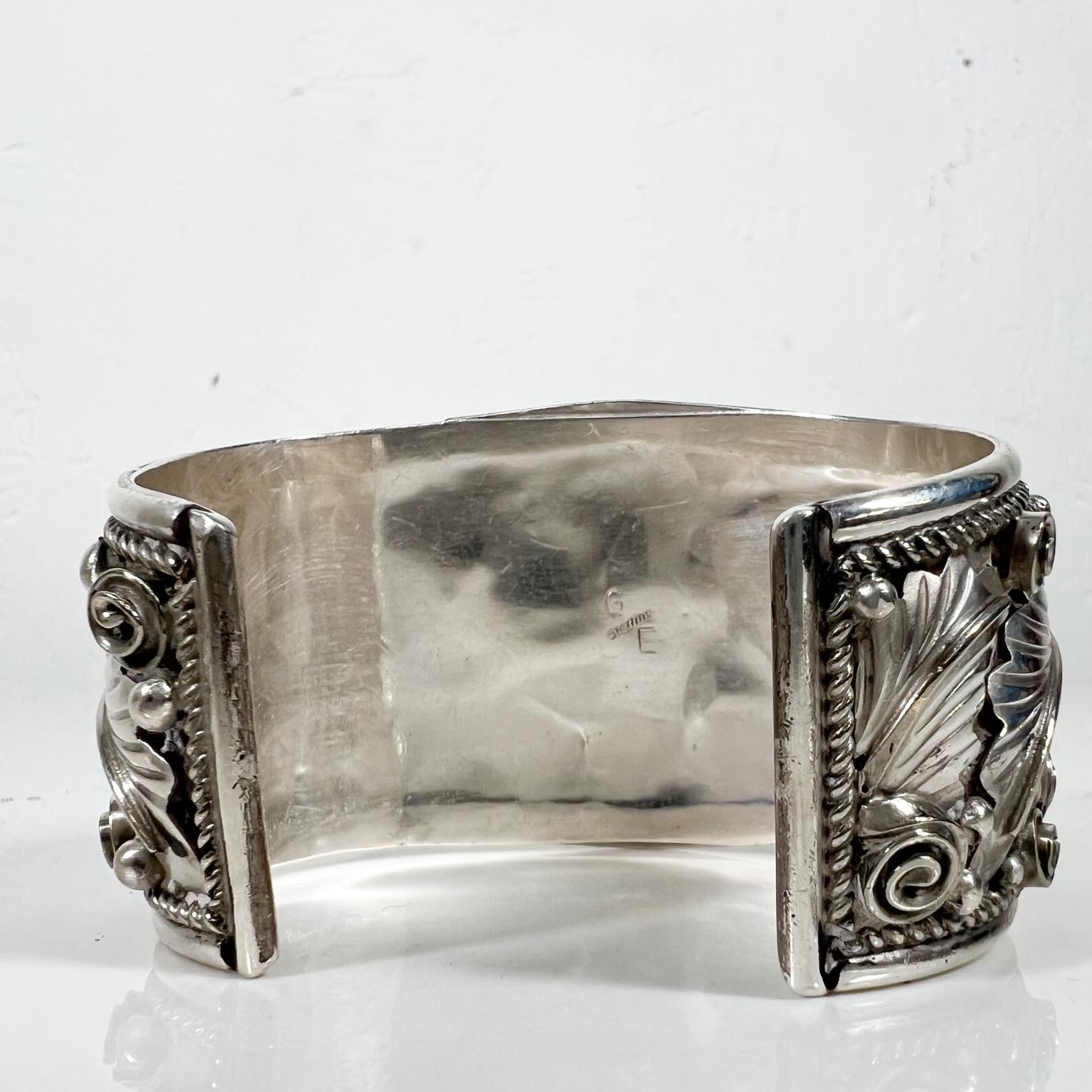 Late 20th Century 1970s Gary Edwards Native American Navajo Sterling Silver Stone Bracelet Cuff For Sale