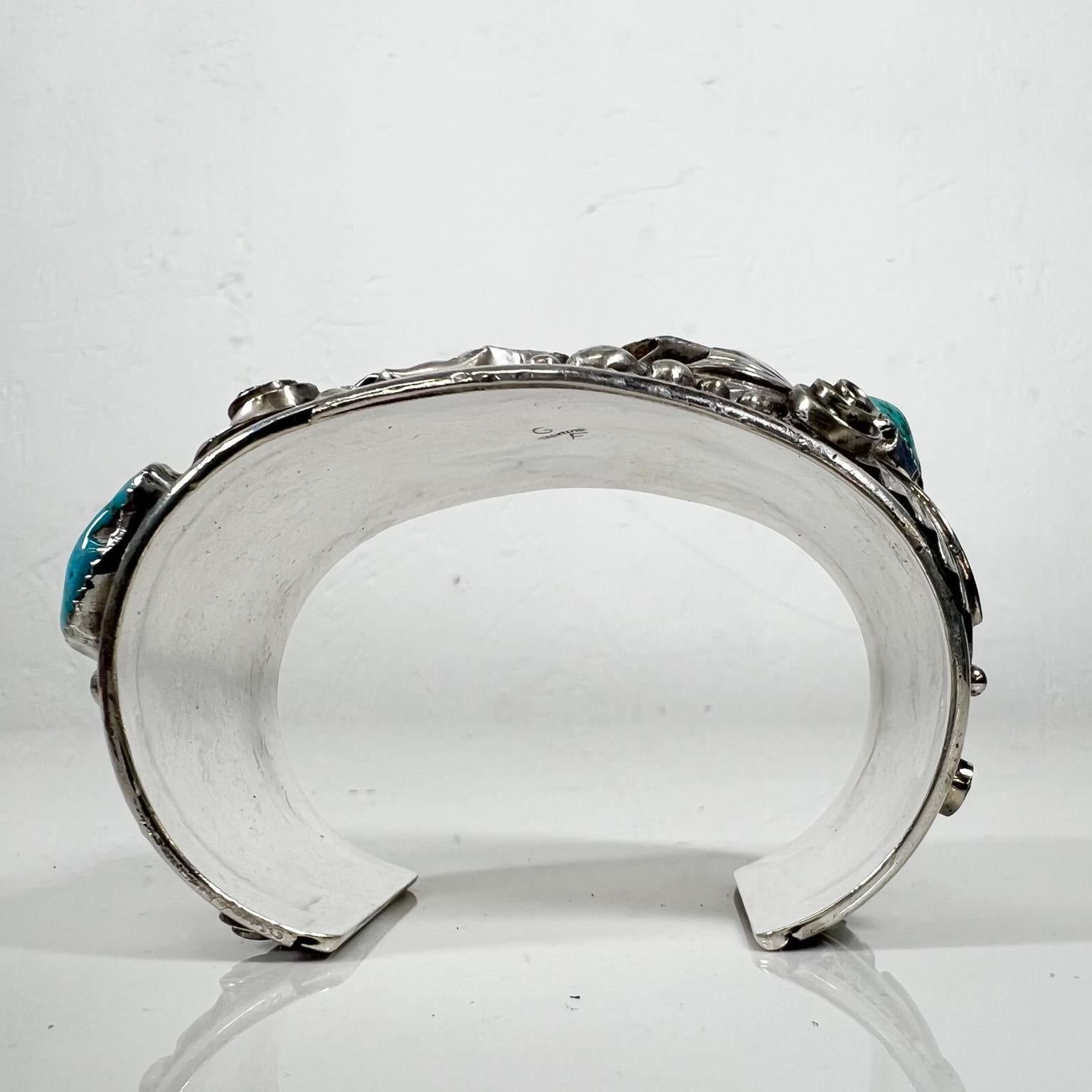 1970s Gary Edwards Native American Navajo Sterling Silver Stone Bracelet Cuff For Sale 3