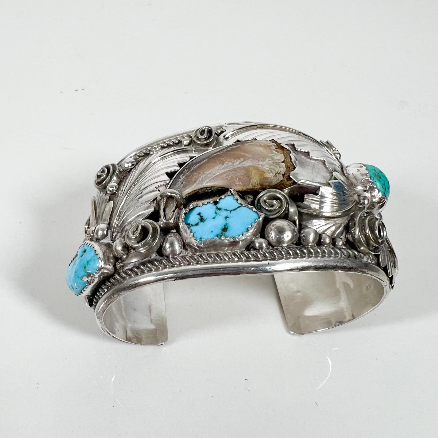 1970s Gary Edwards Native American Navajo Sterling Silver Stone Bracelet Cuff For Sale 4