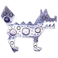 Vintage 1970s Mexican Sterling Silver American Dog Pin