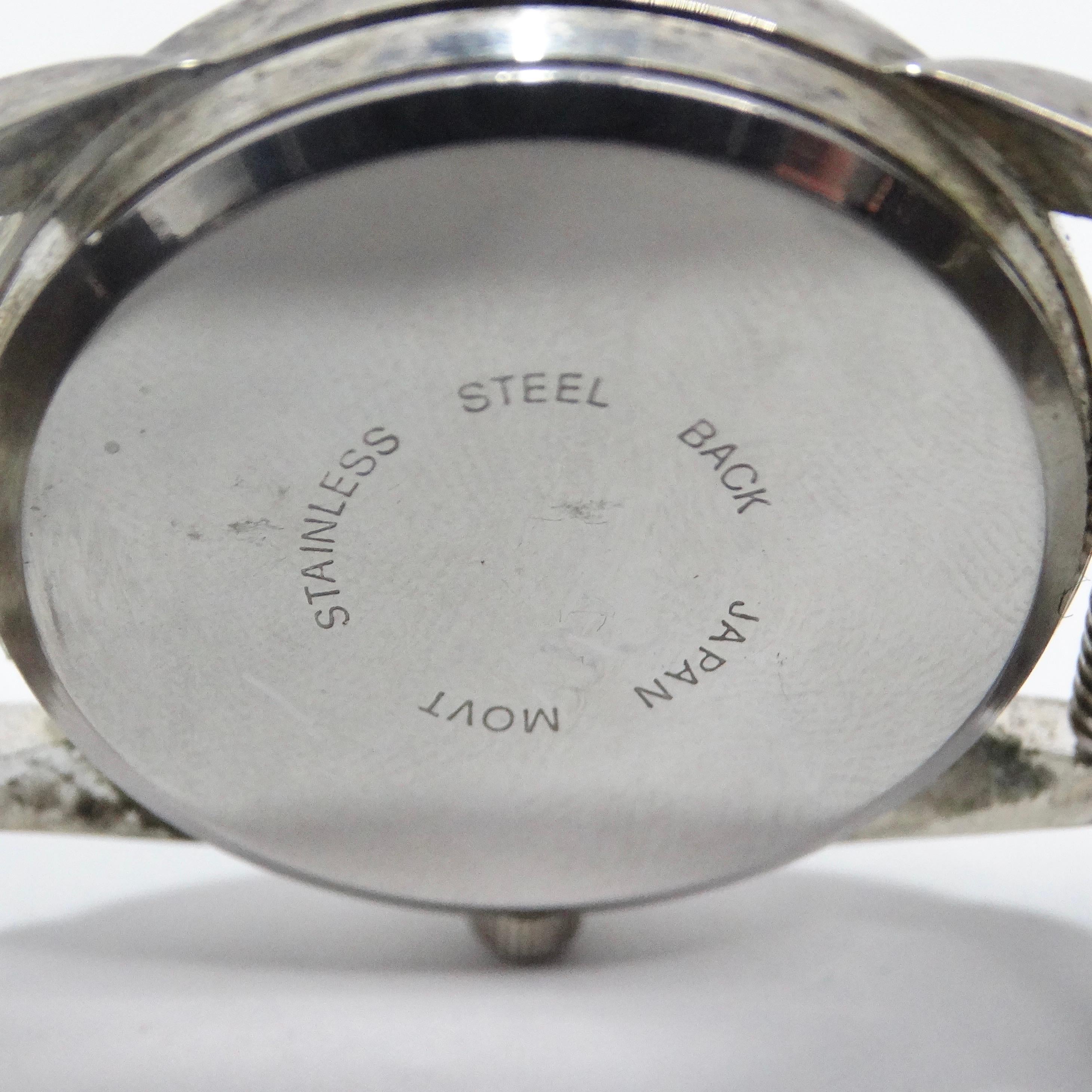 1970s Native American Silver Malachite Stone Watch For Sale 6