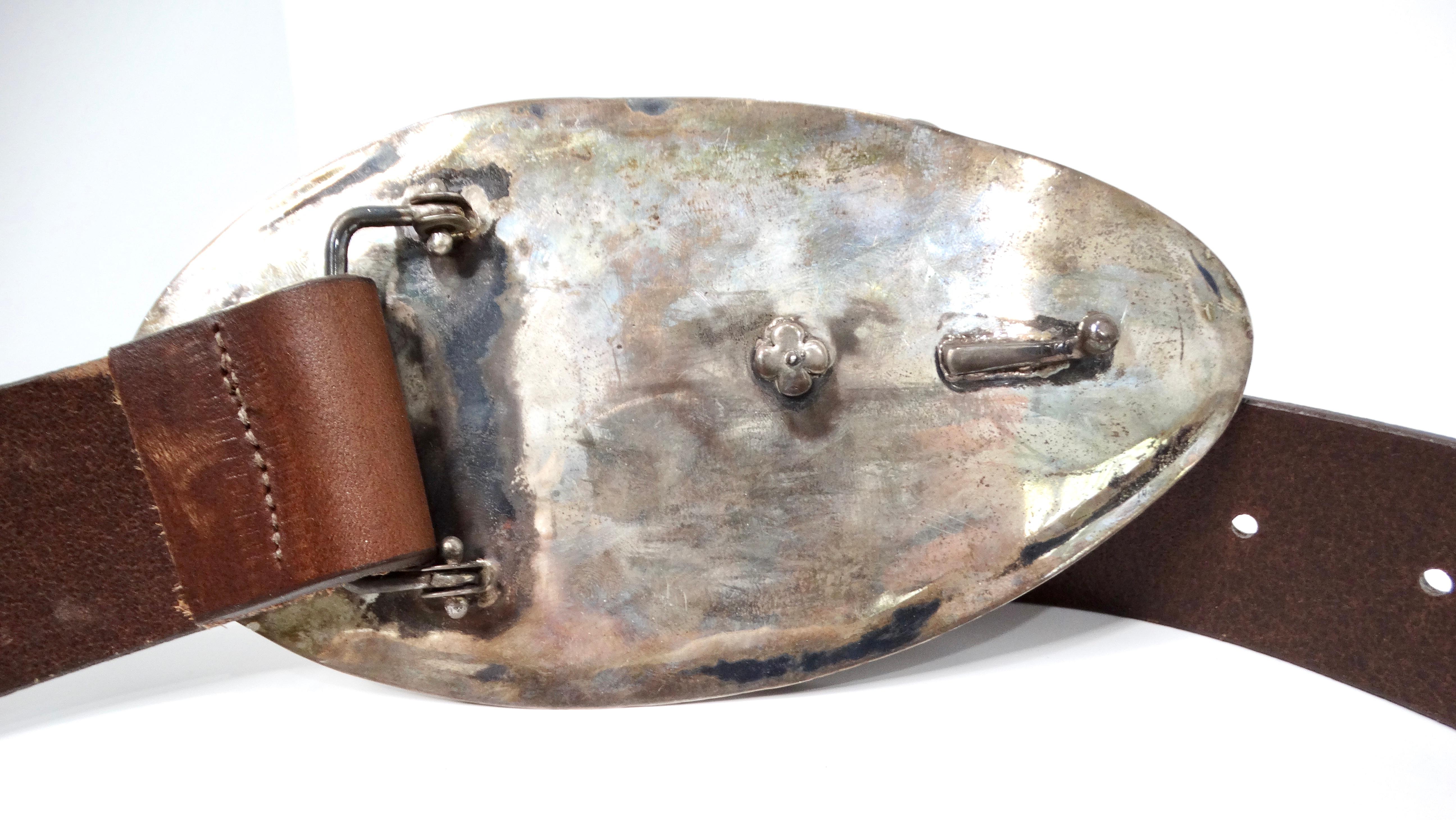 Women's 1970s Natural Brown Agate Beaded Detail Leather Belt For Sale