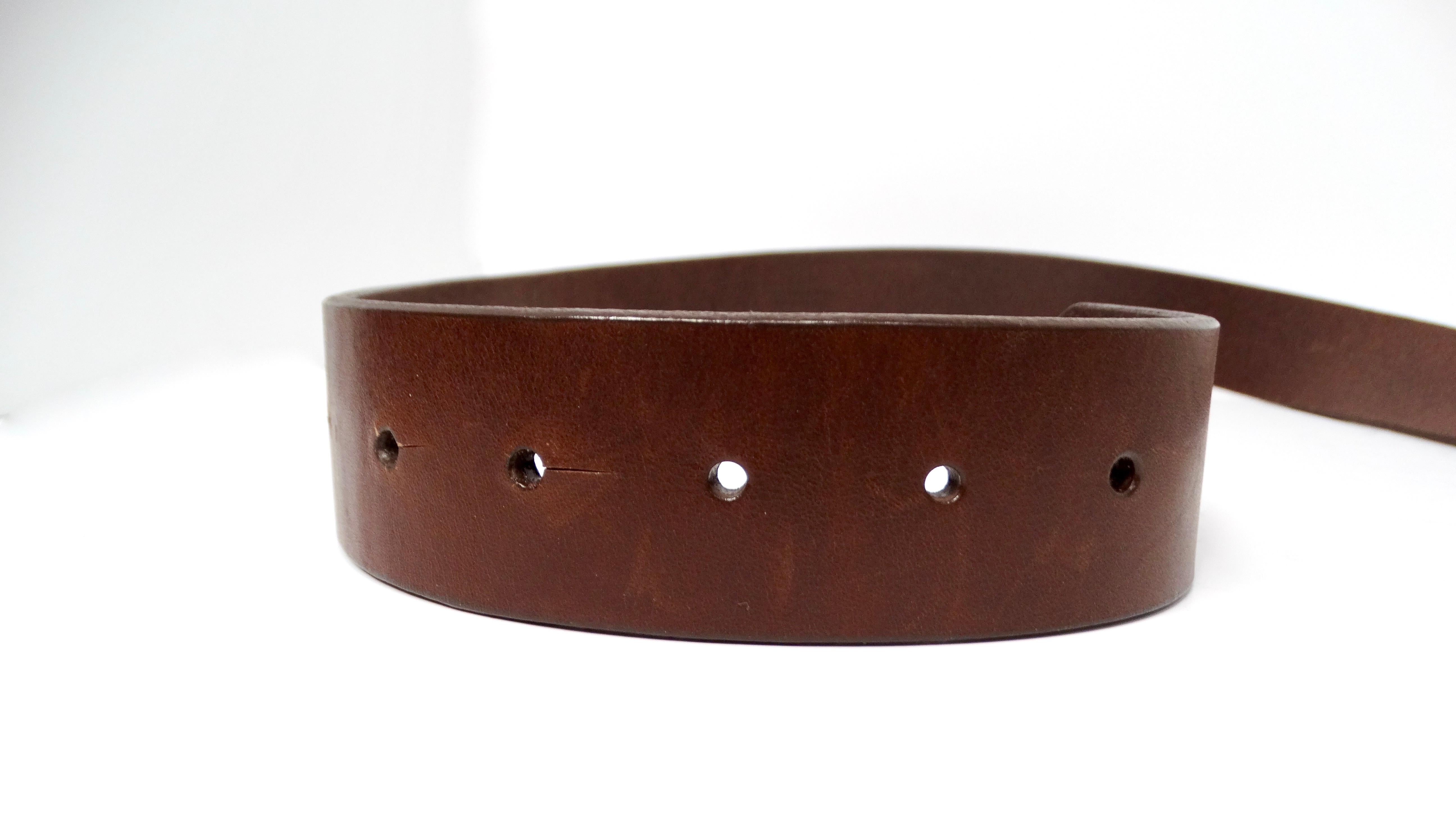 1970s Natural Brown Agate Beaded Detail Leather Belt For Sale 1
