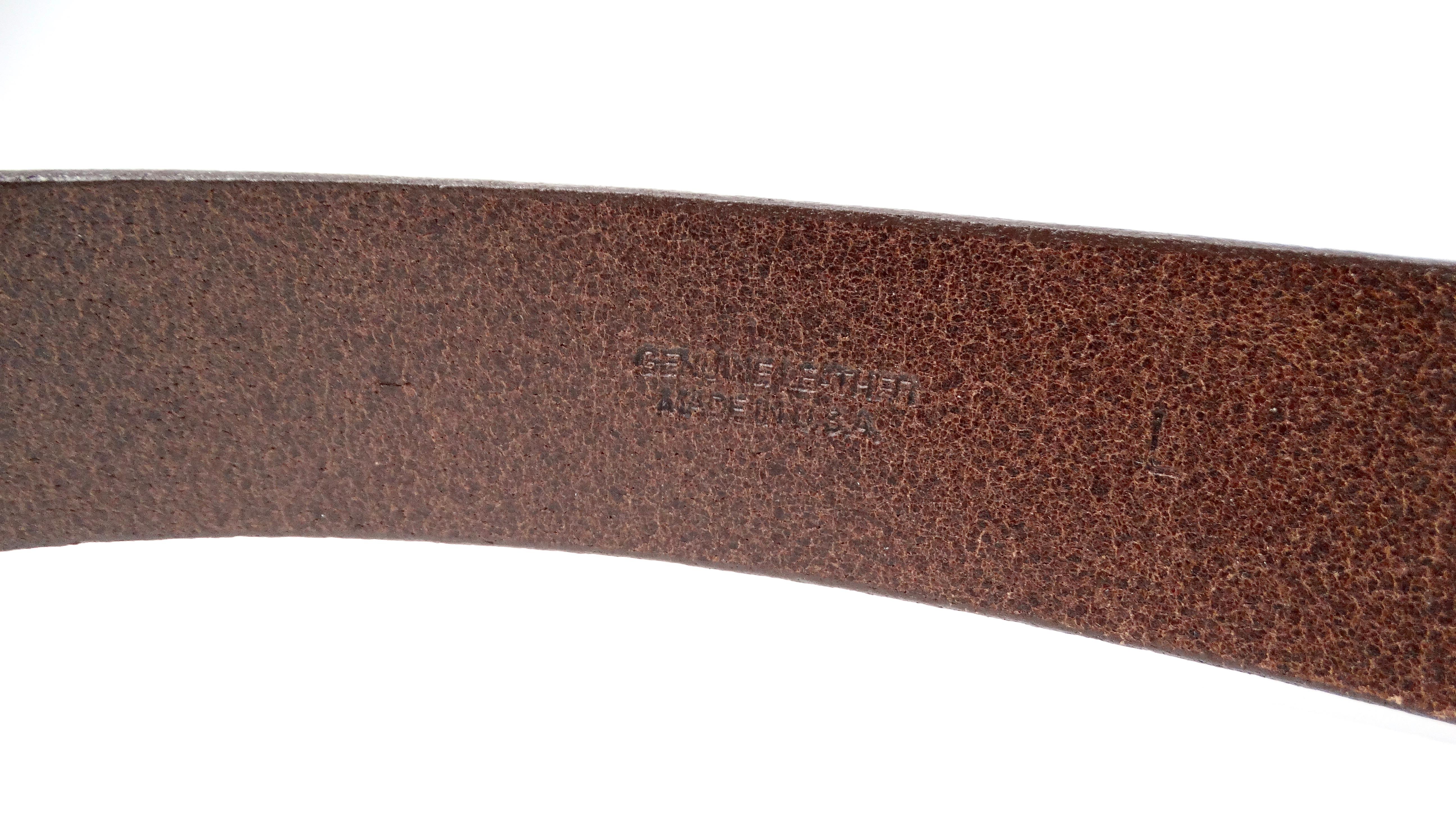 1970s Natural Brown Agate Beaded Detail Leather Belt For Sale 2