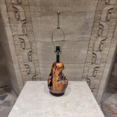 1970s Natural Walnut Burlwood Table Lamp Organic Modern