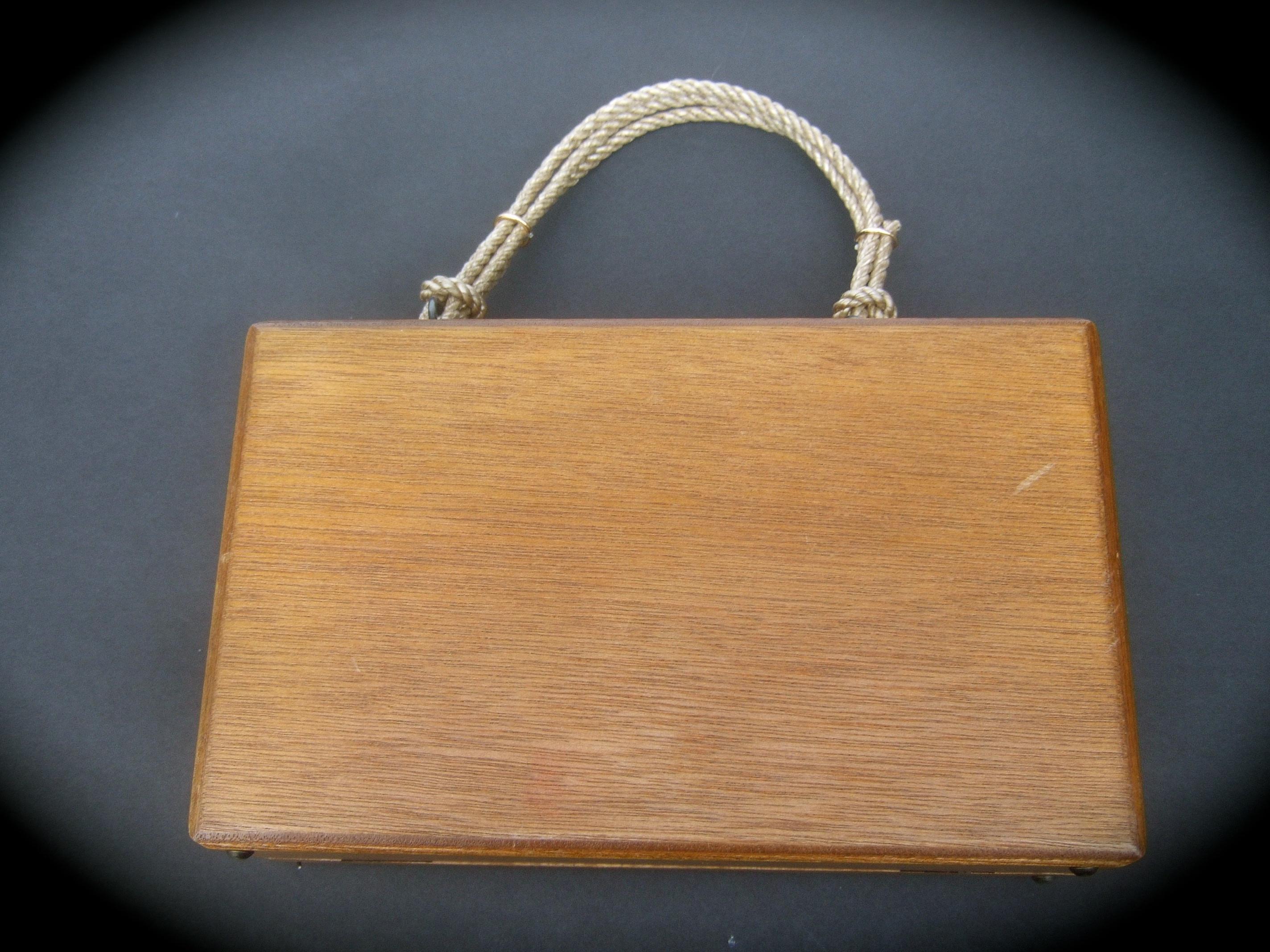 1970s Nautical Rope Wood Box Purse 5