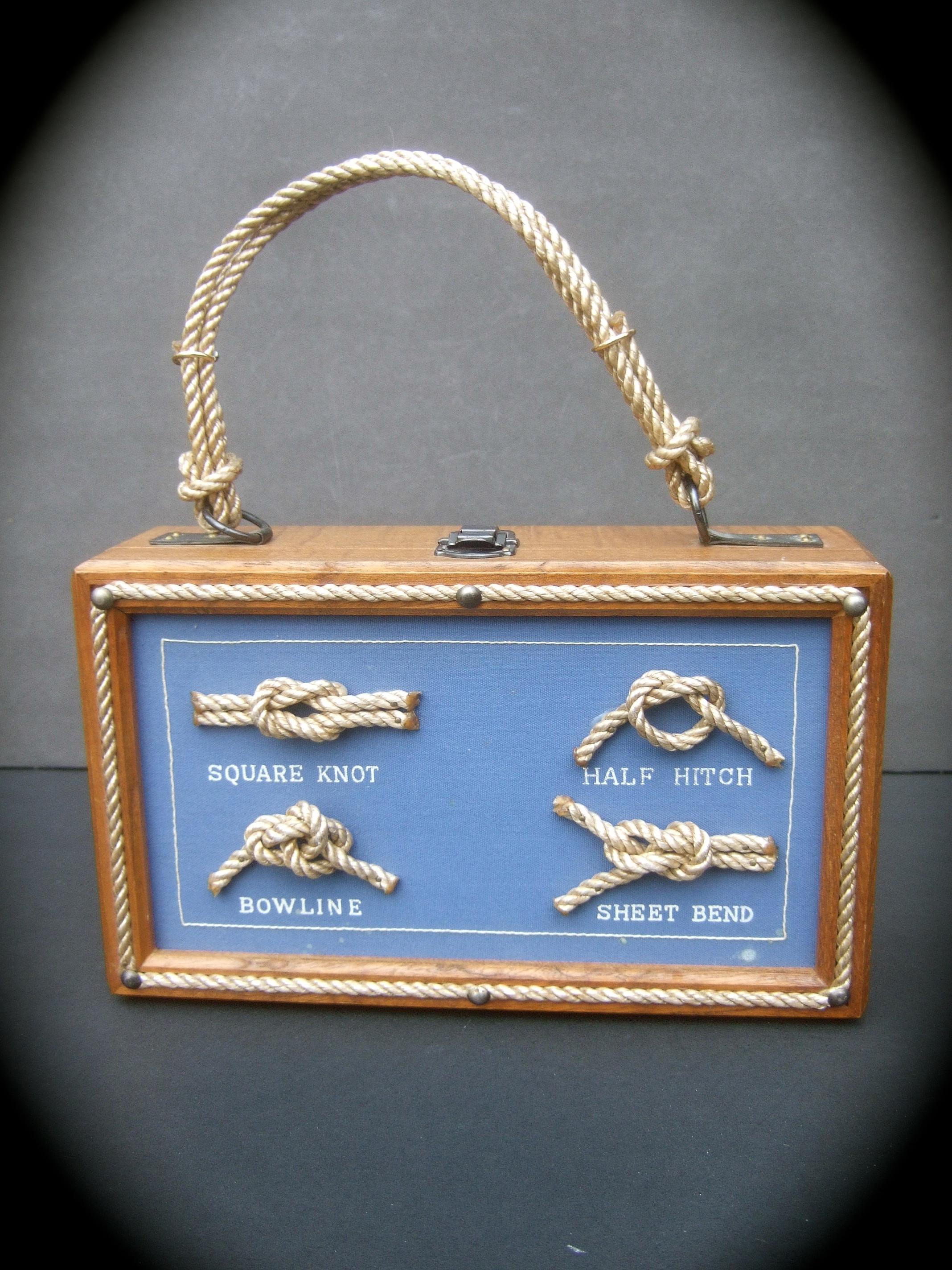 1970s Nautical Rope Wood Box Purse In Good Condition In University City, MO