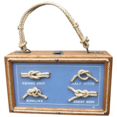 1970s Nautical Rope Wood Box Purse