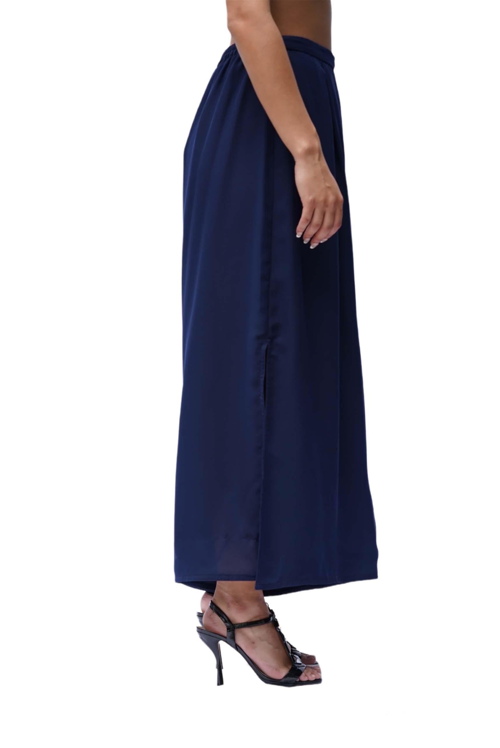 Women's 1970S Navy Blue Polyester Chiffon Pants For Sale