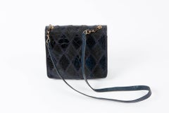 1970s Navy Leather Clutch