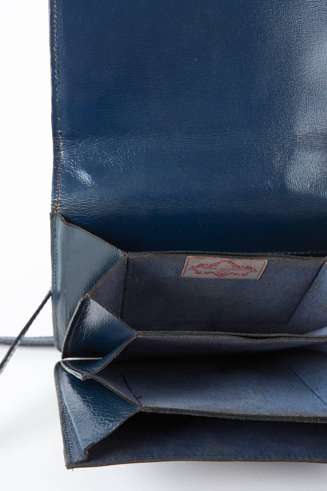 Women's 1970s Navy Leather Clutch For Sale