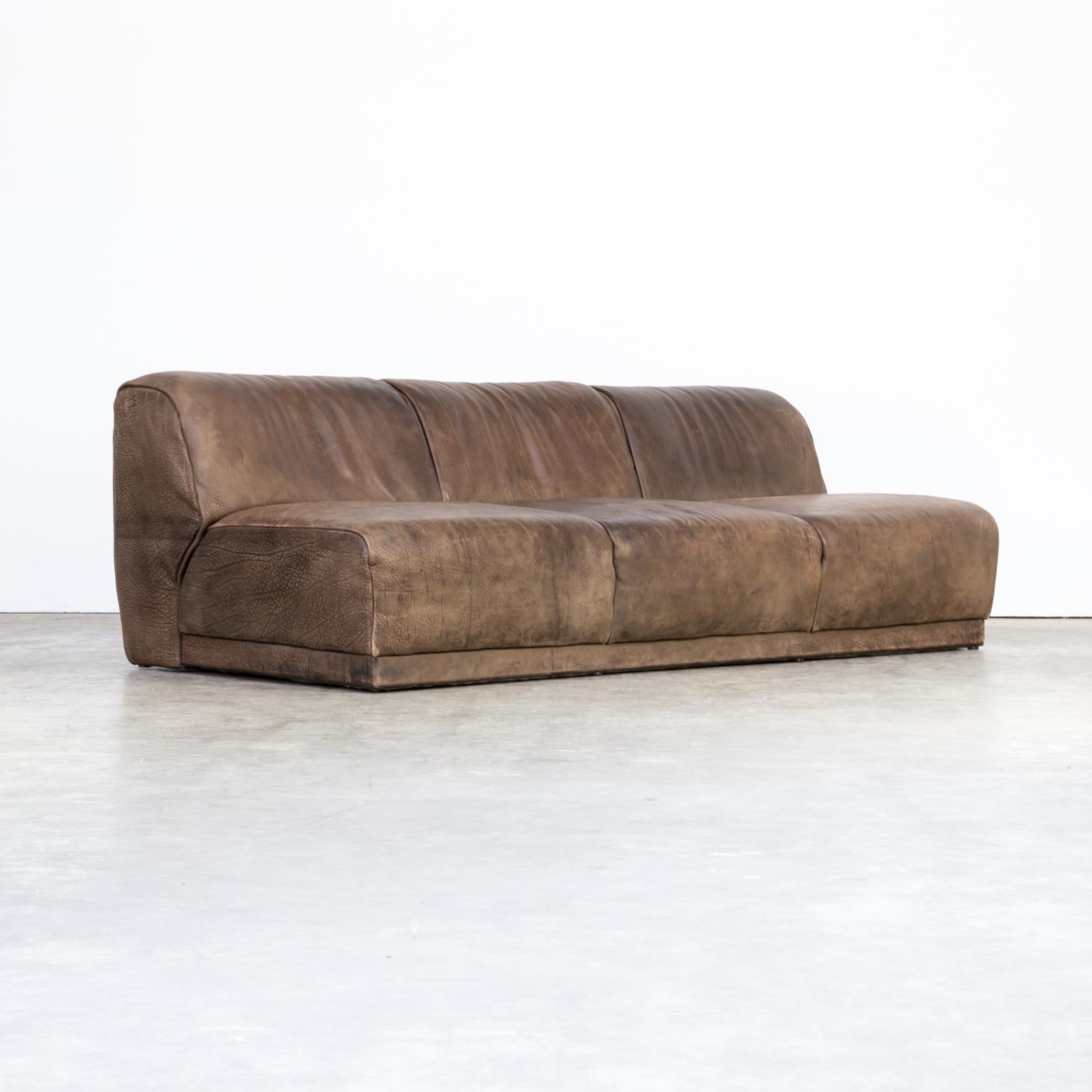 1970s Neck Leather Sofa in the Style of De Sede In Good Condition For Sale In Amstelveen, Noord