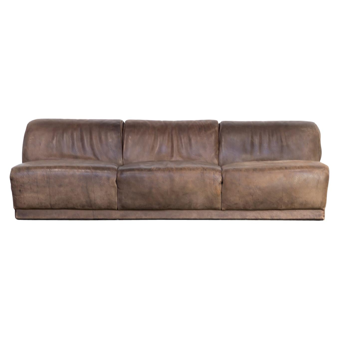 1970s Neck Leather Sofa in the Style of De Sede For Sale