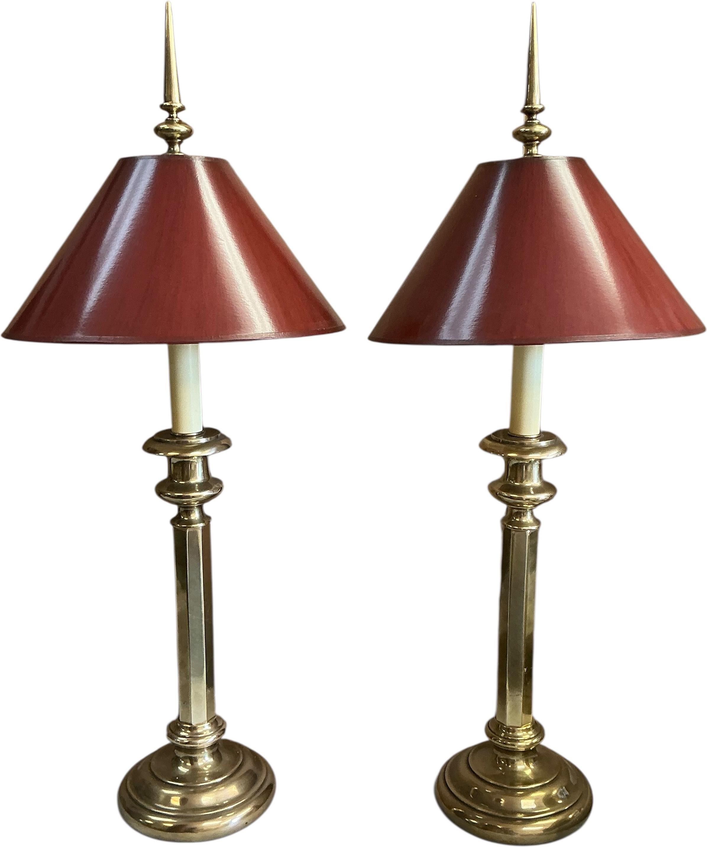 1970s Neo-Classical style Brass Frederick Cooper Table Lamps - Pair For Sale 1