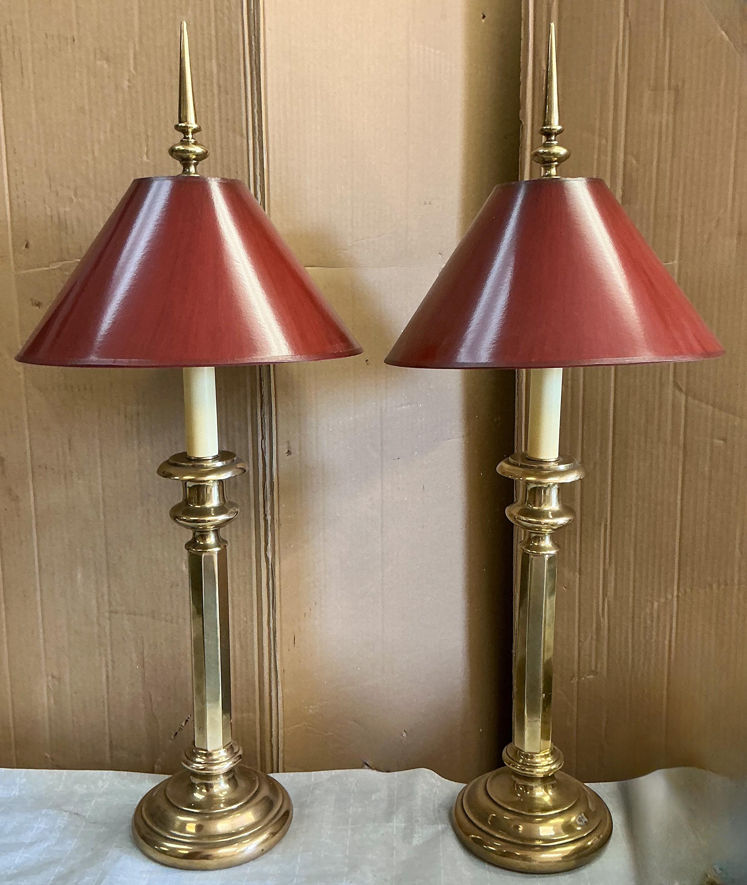 1970s Neo-Classical style Brass Frederick Cooper Table Lamps - Pair For Sale 2