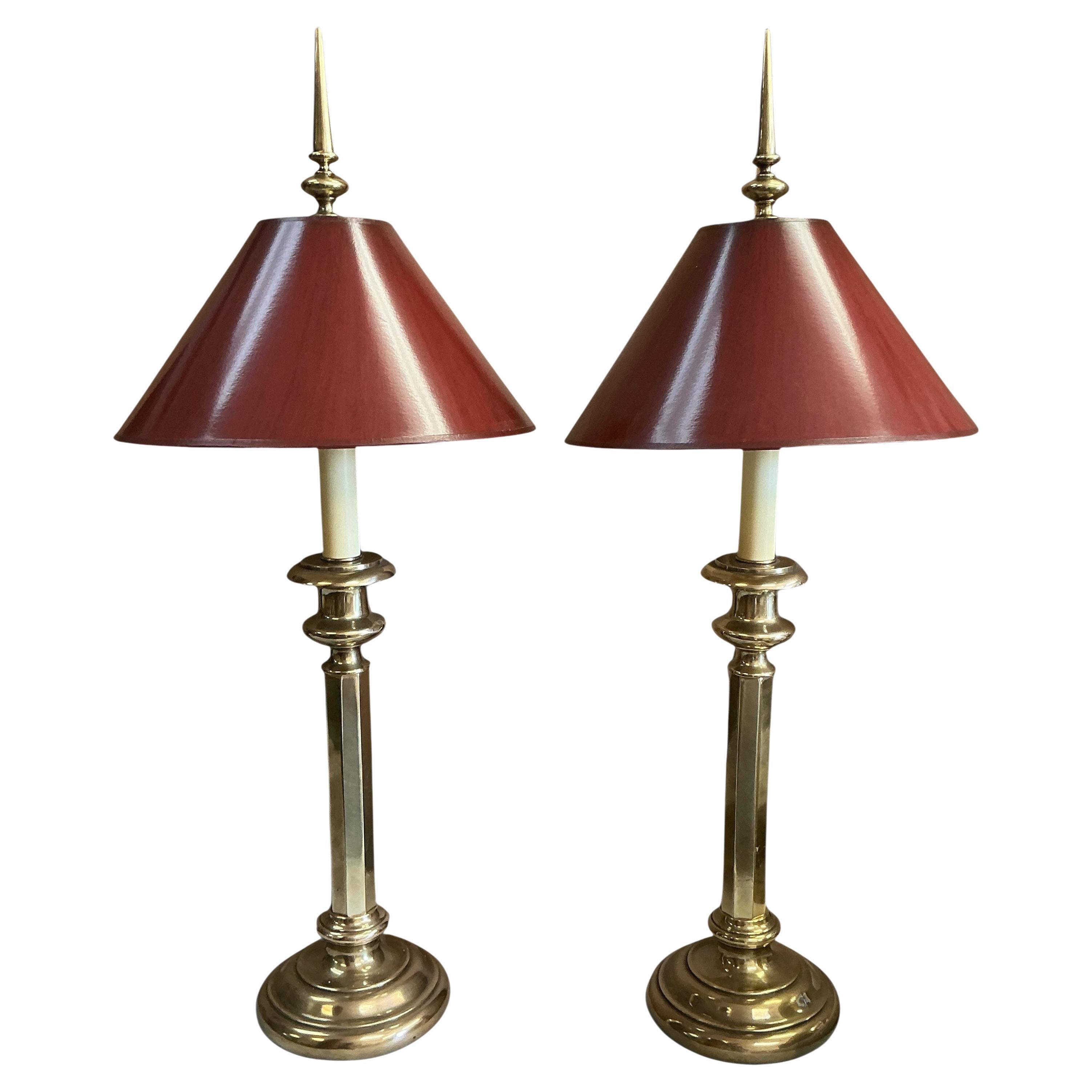 1970s Neo-Classical style Brass Frederick Cooper Table Lamps - Pair