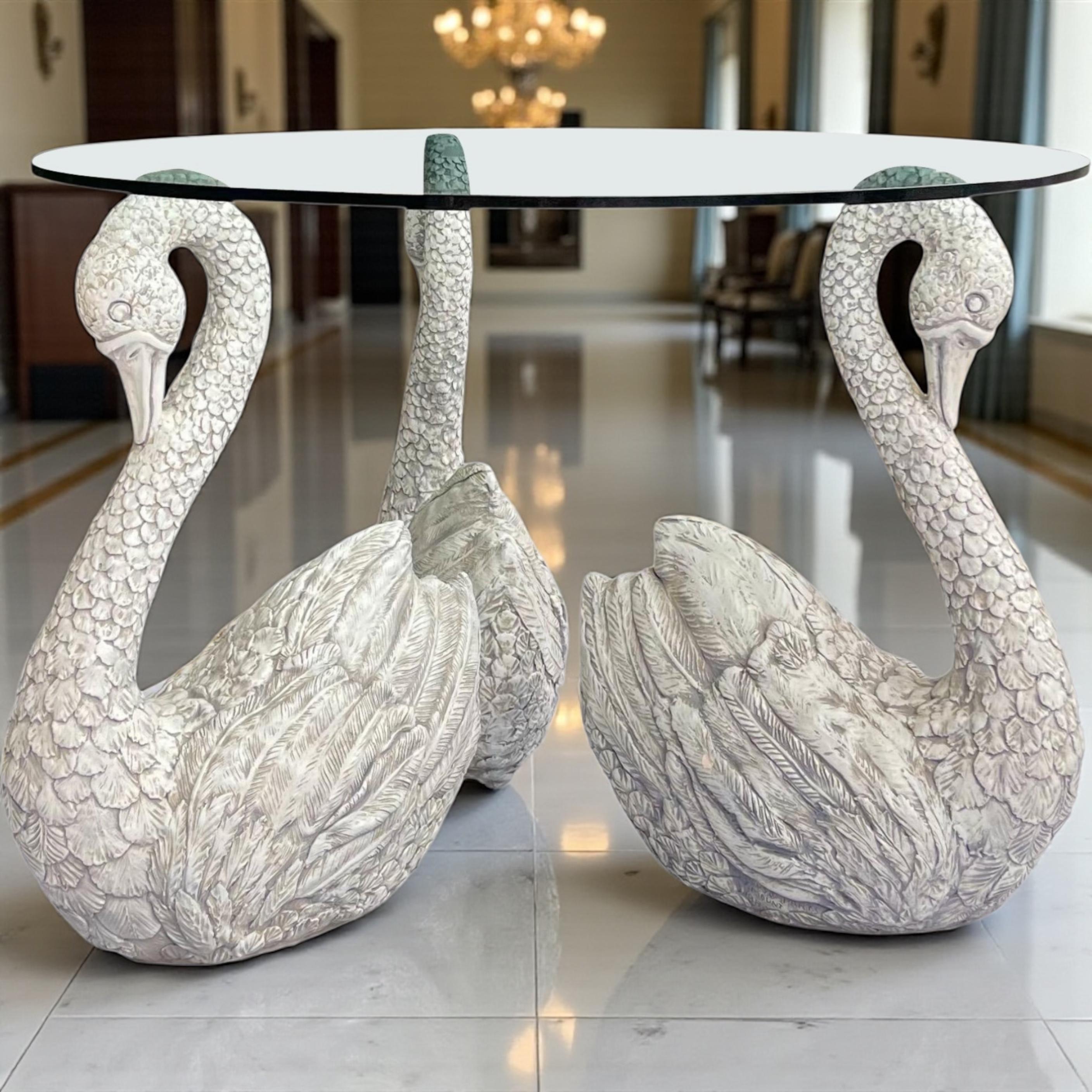 Unknown 1970s Neo-Classical Style Cast Swan Center or Dining Table For Sale