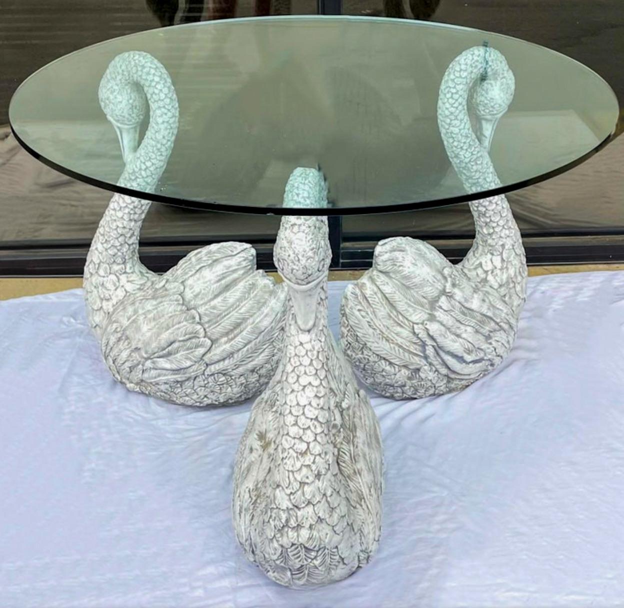 1970s Neo-Classical Style Cast Swan Center or Dining Table In Good Condition For Sale In Kennesaw, GA