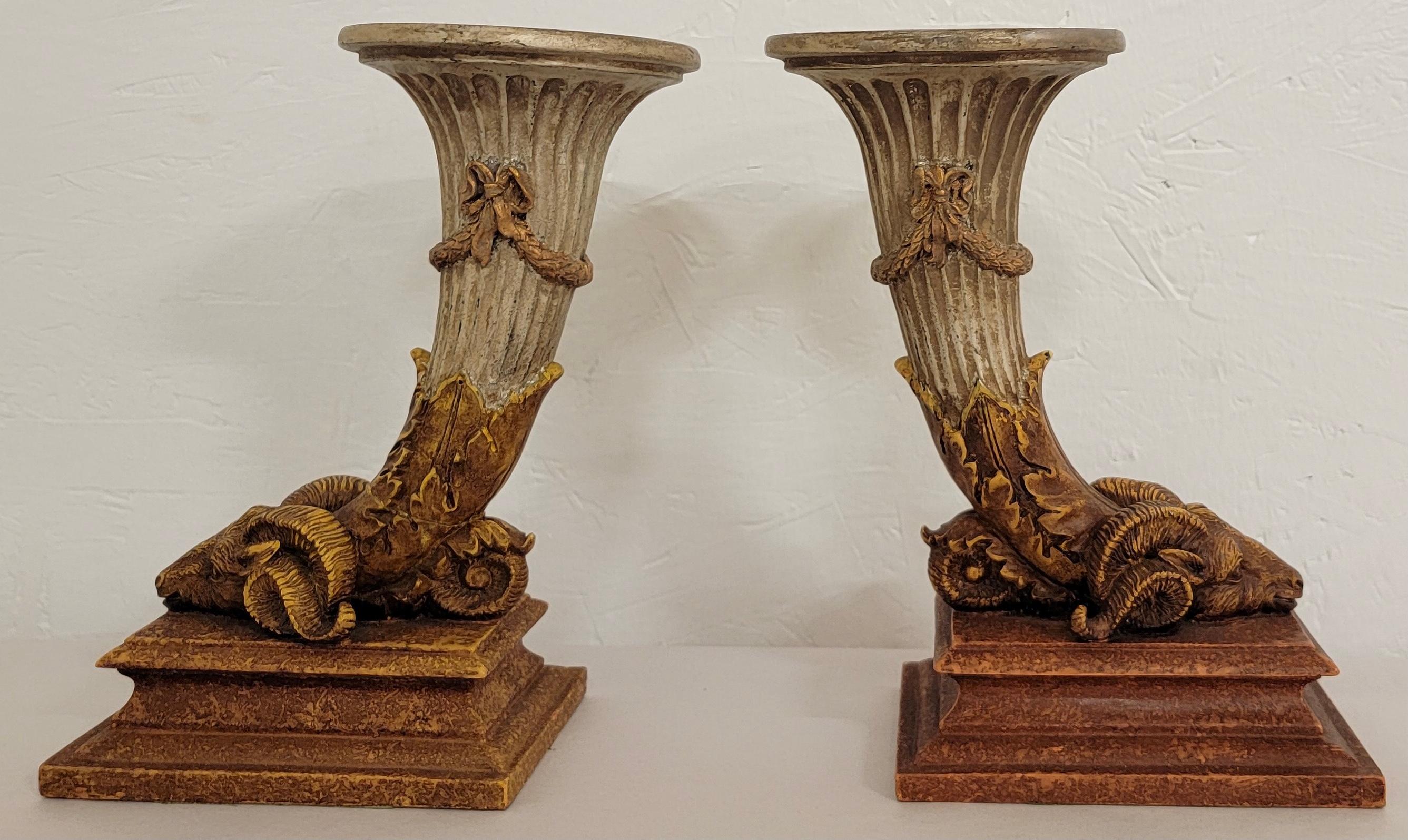 1970s Neo-Classical Style Italian Ram Form Candlesticks, Pair For Sale 3