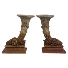1970s Neo-Classical Style Italian Ram Form Candlesticks, Pair