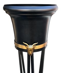 1970s Neo-Classical Style Tole & Brass Planter / Stand With Rams and Hooves