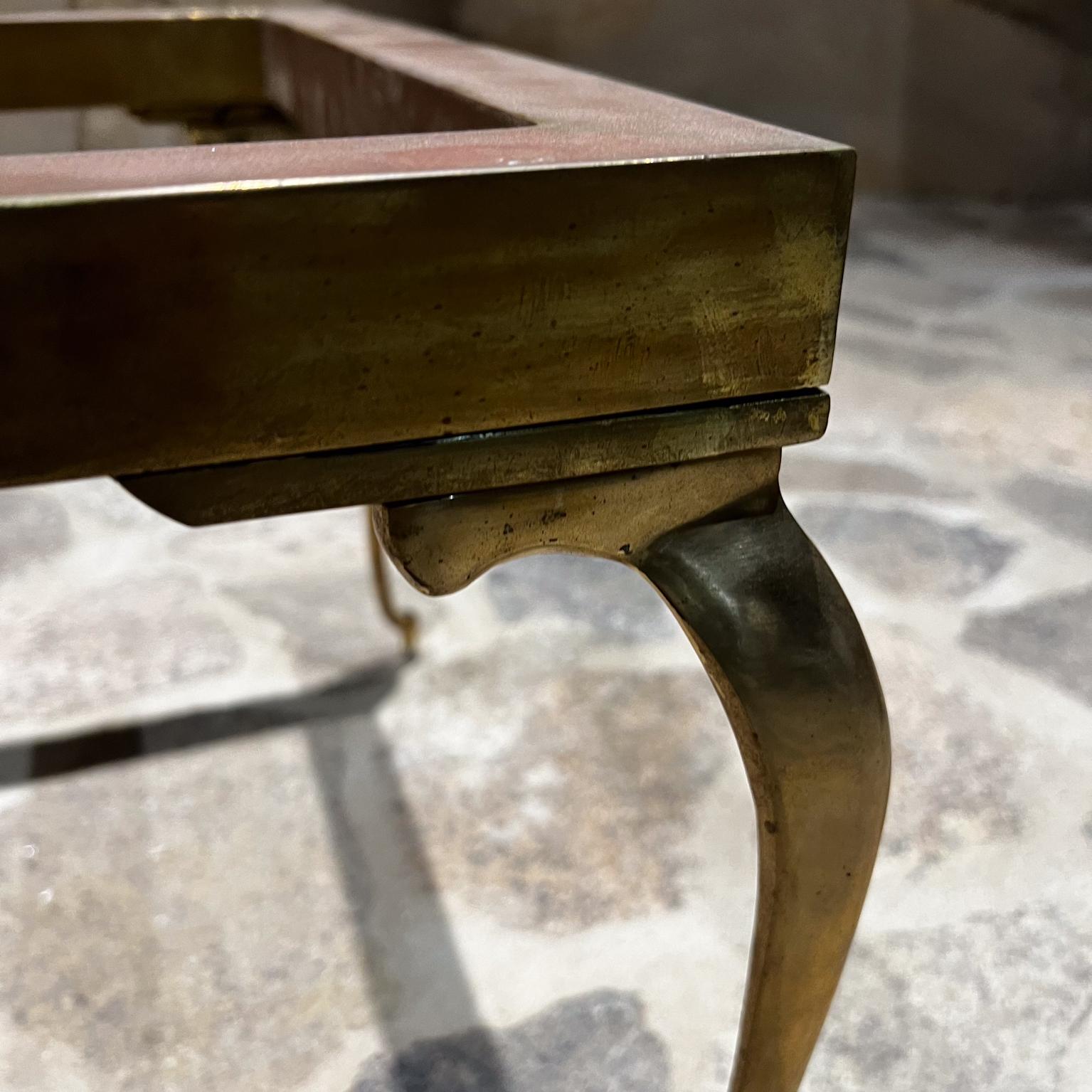 1970s Neoclassical Brass Coffee Table Cabriole Legs Mastercraft For Sale 2