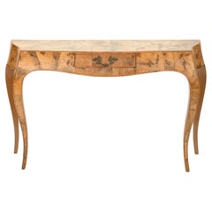1970s Neoclassical Style Burlwood Console Table