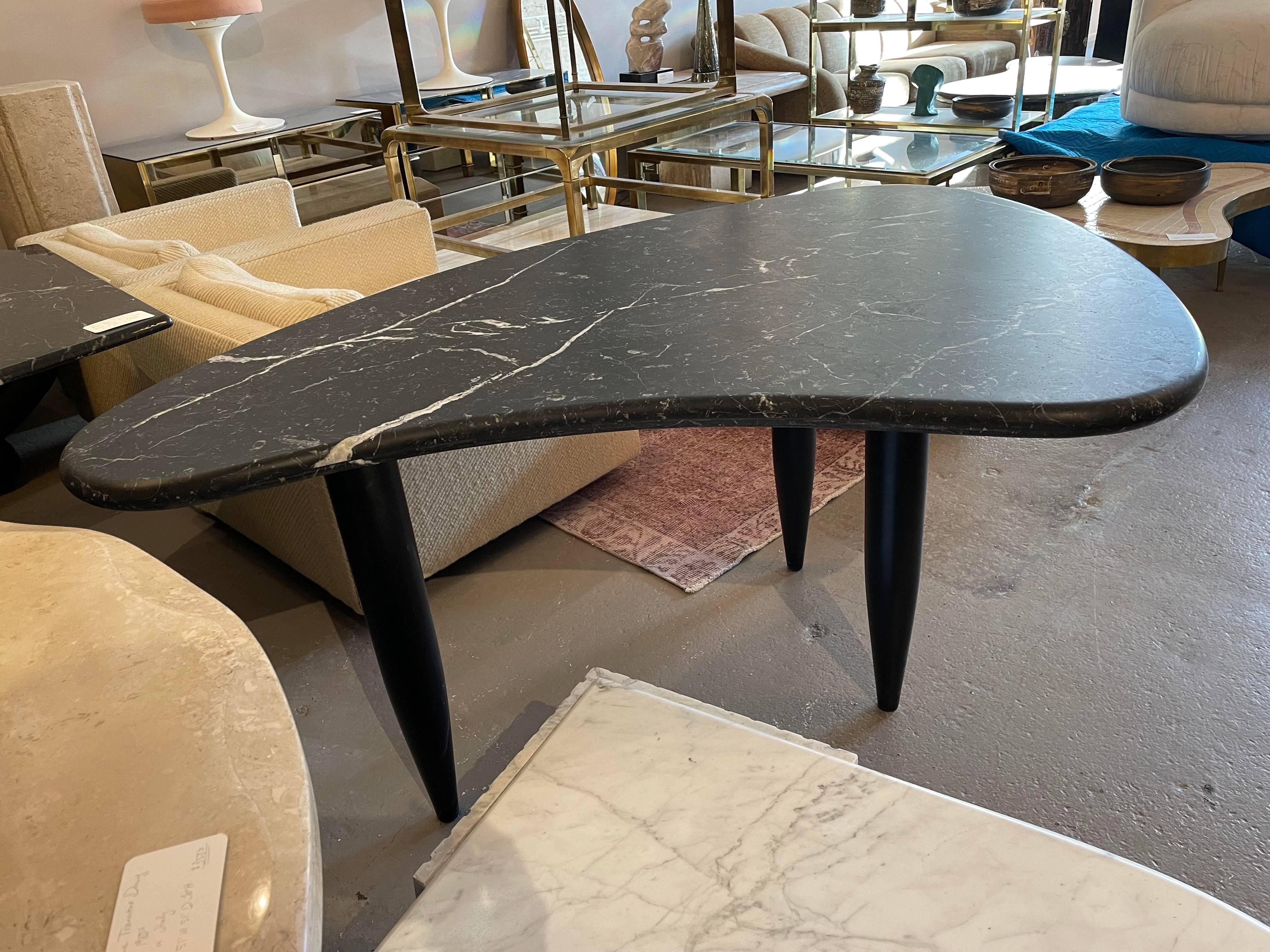 Post-Modern 1970s Nero Marquina Biomorphic Dining Table