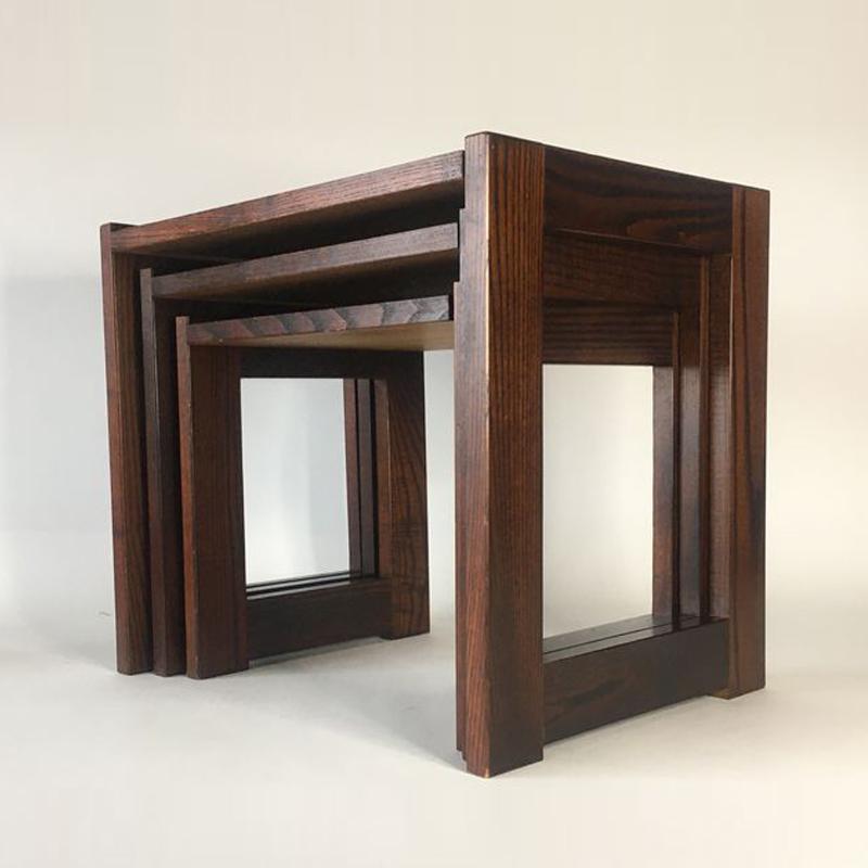 Wood 1970s Nesting Tables by Luciano Frigerio For Sale