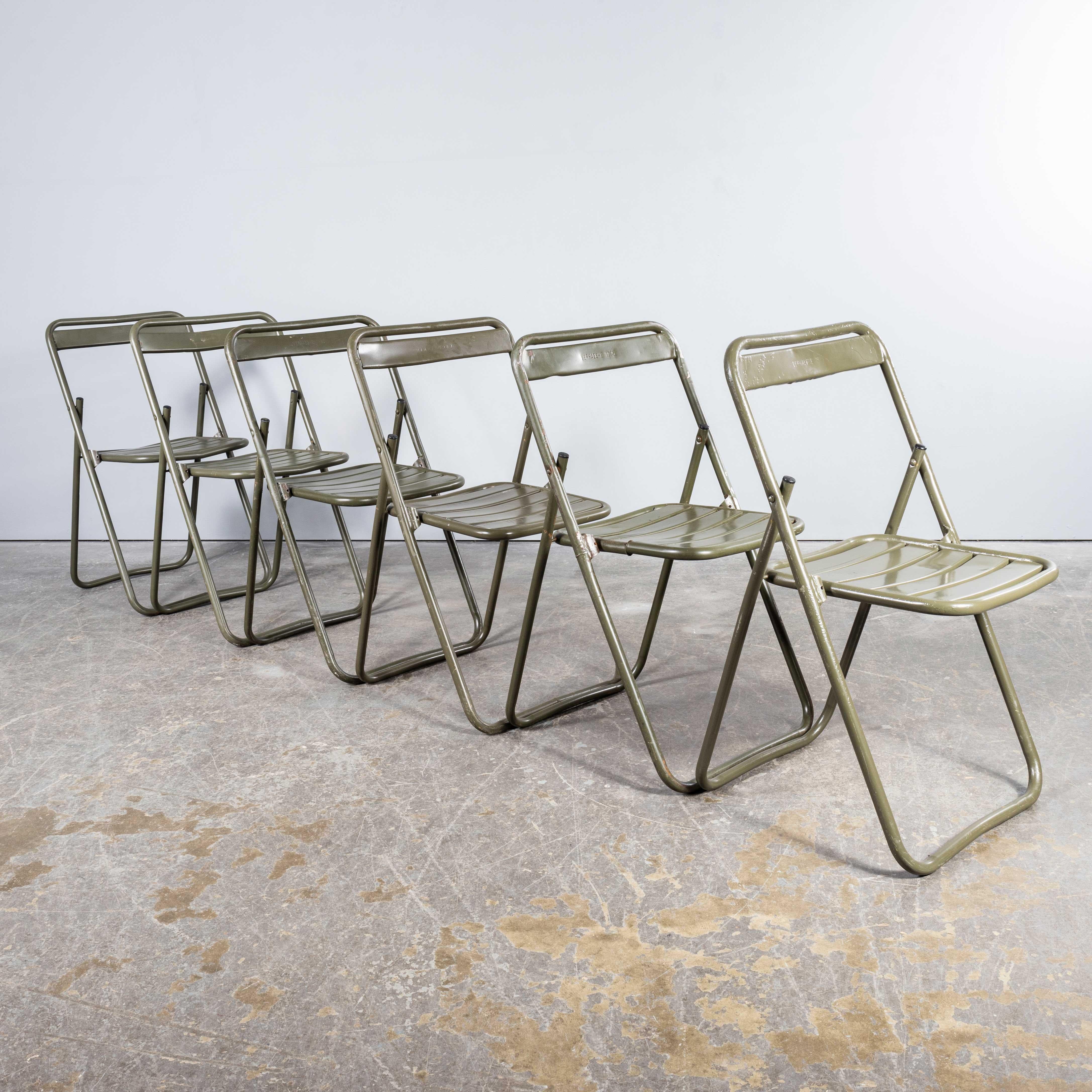 1970's New Old Stock Original French Army Surplus Folding Chairs - Very Large Qu For Sale 5