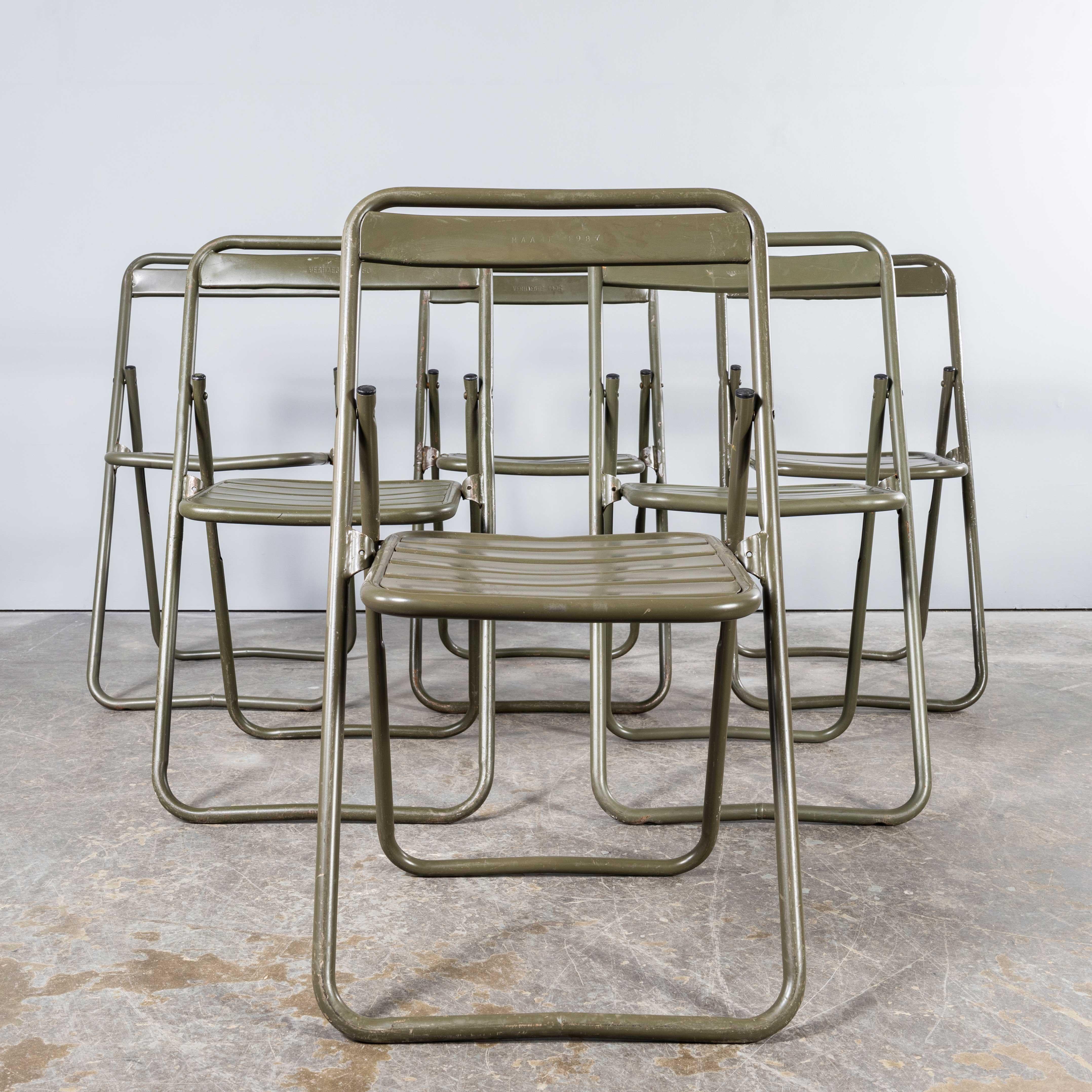 1970's New Old Stock Original French Army Surplus Folding Chairs - Very Large Qu For Sale 1