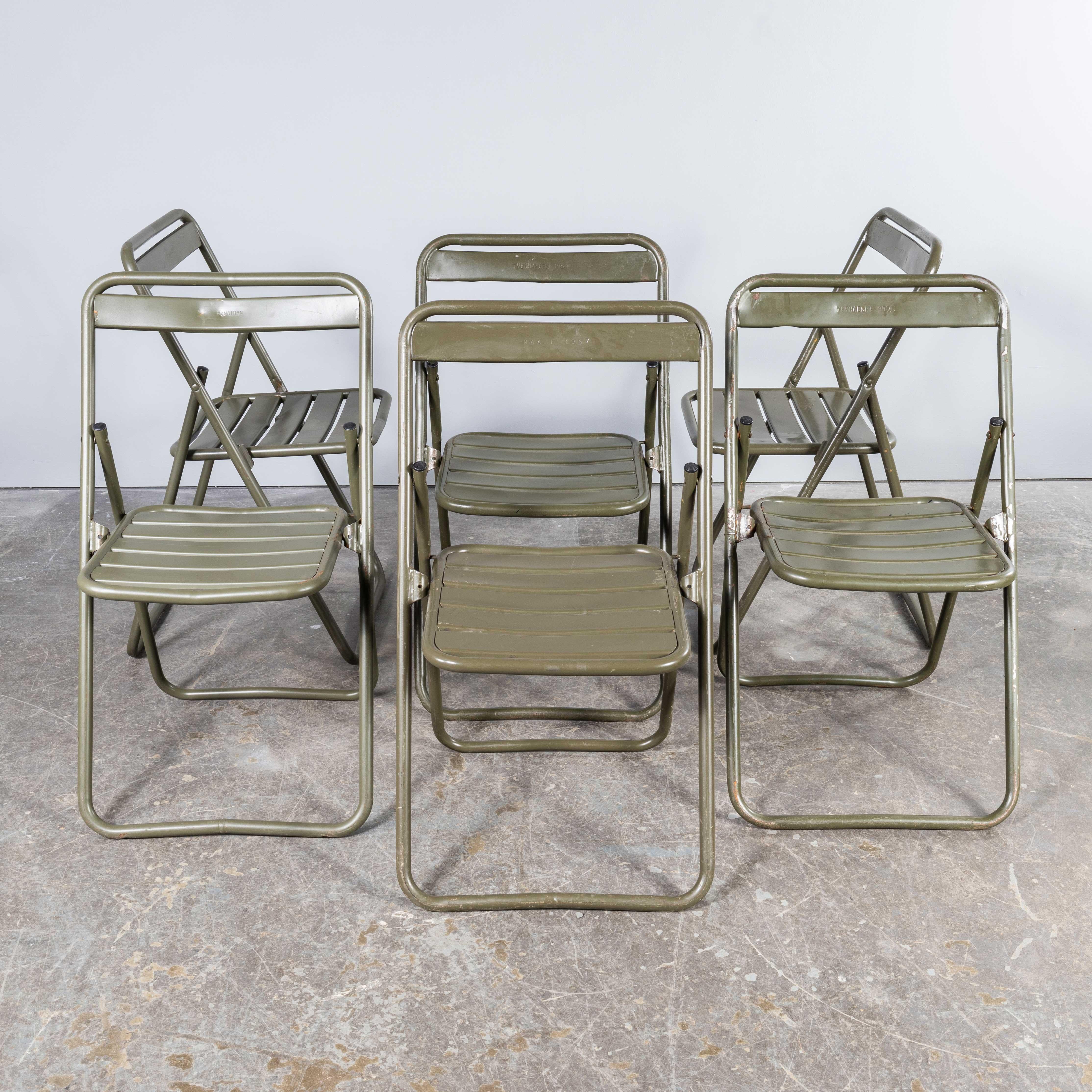 1970's New Old Stock Original French Army Surplus Folding Chairs - Very Large Qu For Sale 3