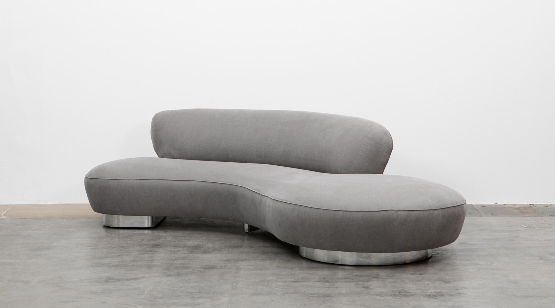 Mid-Century Modern 1970s New Upholstery Sofa by Vladimir Kagan