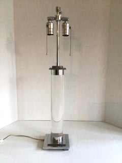 1970er Nickel und Lucite Tischlampe