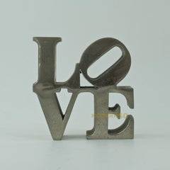 1970s Nickel LOVE Paperweight Sculpture Vintage Pop Art Warhol Indiana Trilove