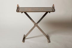 Vassoio portavalori in nichel e resina tartarugata degli anni '70